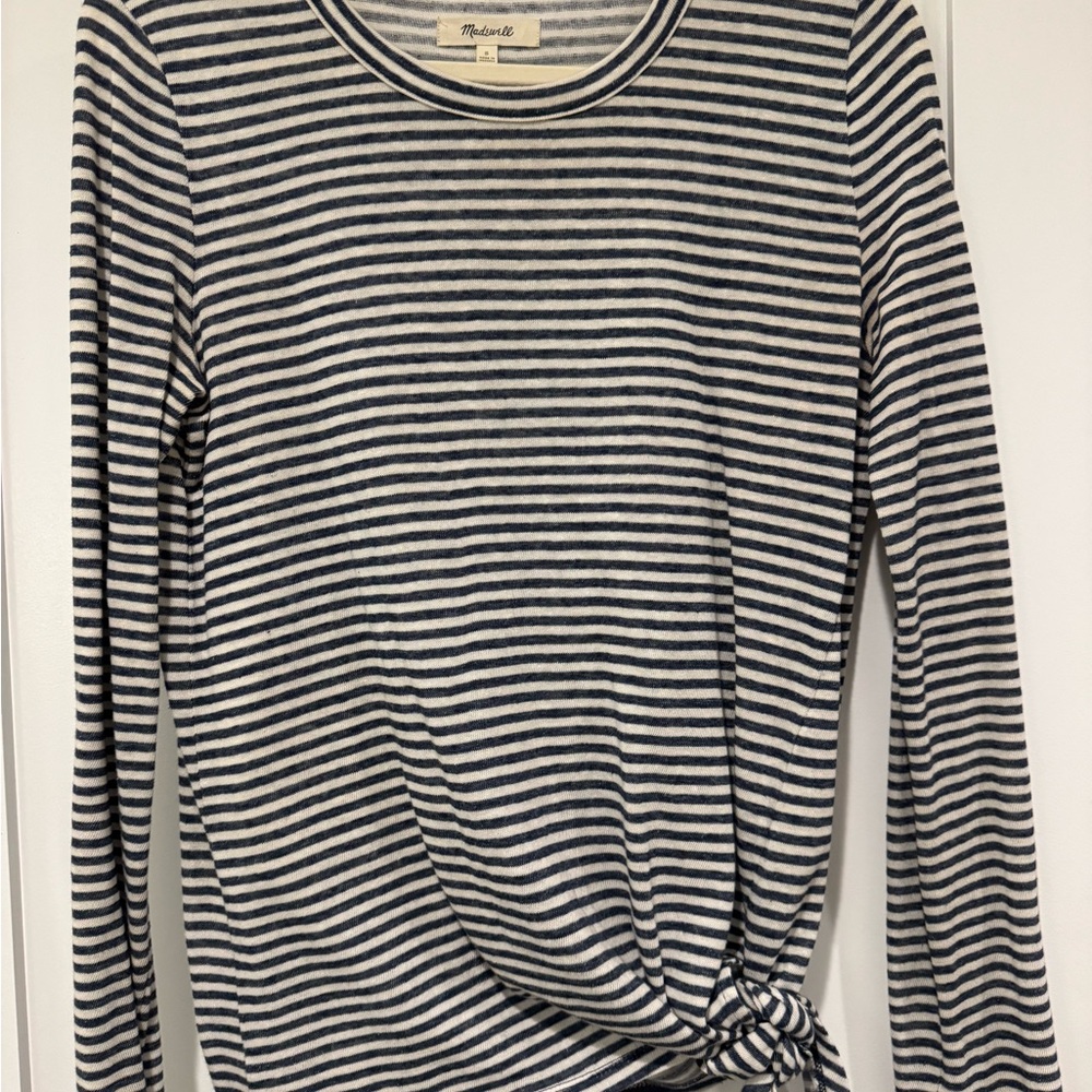 Madewell Black and White Striped Long Sleeve Top